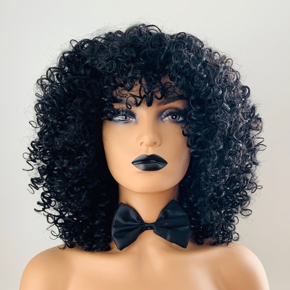 Gorgeous Curly Black “Put On & Go” Premium Fiber Wig for Daily Wear or Events - Picture 4 of 6